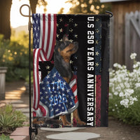 Patriotic Doberman Pinscher Garden Flag | US 250 Years Anniversary 1776-2026 | Double Sided Weather Resistant Polyester | American Pride Dog Lover Gift