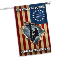 Lineman Garden Flag | 250 Years of Power 1776-2026 | American Flag Design | Patriotic Outdoor Decor Gift for Electrical Workers