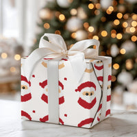 Retro Christmas Gift Wrap, Pixel Art Santa Wrapping Paper, Pixelated Santa Claus Present Paper, Holiday Gift Wrap Roll, Secret Santa Paper