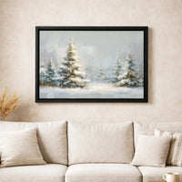 Winter Landscape with Christmas Trees Print, Snowy Forest Canvas Wall Art, Rustic Pine Woodland Holiday Poster, Digital Download