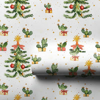Desert Cactus Gift Wrap, Southwestern Christmas Wrapping Paper, Watercolor Tree Gift Wrapping Paper, Holiday Present Wrap, Xmas Present Paper