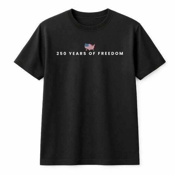 4th of July T-Shirt | 250 Years of Freedom American Flag Design | Premium 100% Cotton Unisex Tee | Gift for Patriotic Americans
