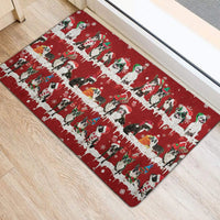 Snowflake Holiday Dog Welcome Mat, Boston Terrier Christmas Doormat, Winter Porch Door Mat, Boston Terrier Entry Rug, Xmas Present