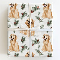 Watercolor Winter Dog Gift Wrap, Golden Retriever Wrapping Paper, Christmas Dog Gift Wrapping Paper, Holiday Pet Gift Wrap
