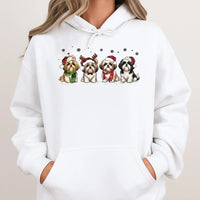 Humorous Holiday Shih Tzu Hooded Sweatshirt, Shih Tzu Christmas Hoodie, Santa Reindeer Dog Pullover, Dog Lover Christmas Present