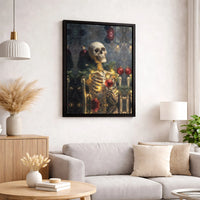 Gothic Holiday Skull Canvas Art, Skeleton Christmas Tree Wall Art, Spooky Xmas Tree Poster, Horror Holiday Art Digital Download