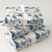 Snowy Village Christmas Gift Wrap, Winter Toile Wrapping Paper, French Country Toile Wrapping Paper, Elegant Blue Cream Holiday Gift Wrap