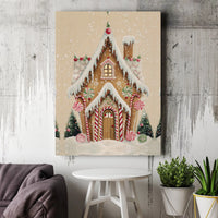 Whimsical Holiday Canvas Print, Gingerbread House Christmas Canvas Wall Art, Candy Cane Winter Wall Decor, Festive Christmas Season Present