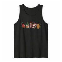 Kawaii Santa Gingerbread Tank, Adorable Christmas Characters Tank Top, Bookish Holiday Tank Top, Retro Xmas Doodle Sleeveless Tee, Xmas Present
