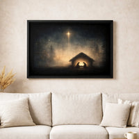 Star of Bethlehem Canvas Print, Nativity Scene Canvas Wall Art, Religious Christmas Manger Wall Decor, Christian Holiday Home Decor Present