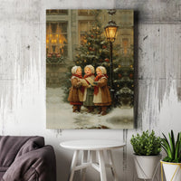 Vintage Snowy Winter Canvas Print, Victorian Christmas Carolers Canvas Wall Art, Holiday Caroling Canvas, Festive Christmas Home Decor Present