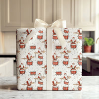 Watercolor Drummer Santa Claus Gift Wrap, Drumming Santa Wrapping Paper, Music Lover Holiday Paper, Christmas Present Wrapping Paper Roll