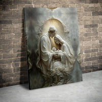 Baby Jesus Christian Religious Print, Sacred Nativity Holy Family Canvas Art, Christmas Wall Decor, Digital Download