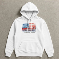 American Flag Hoodie | 250 Years of Freedom Watercolor Wildflower Art | Premium Cotton-Polyester Blend | Patriotic Gift for Americans