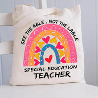 Special Education Heart Rainbow Tote Bag