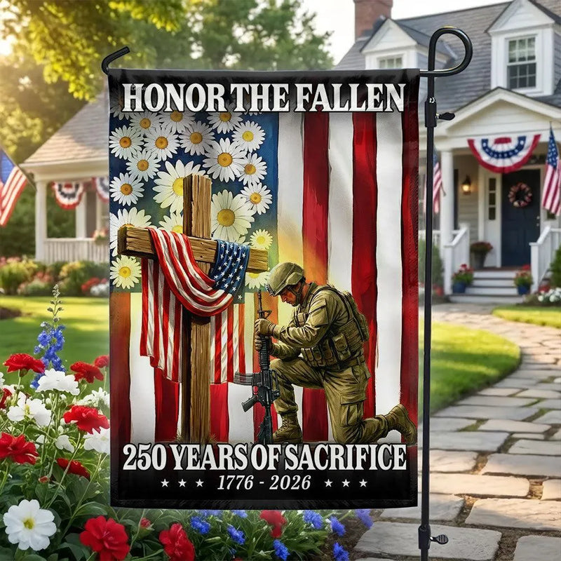 Veterans Memorial Day Garden Flag | Honor The Fallen 250 Years 1776-2026 | Double-Sided Patriotic Tribute | Military Gift