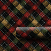 Rustic Holiday Plaid Gift Wrap, Diagonal Tartan Plaid Christmas Wrapping Paper, Vintage Winter Wrapping Paper Roll, Festive Present Paper