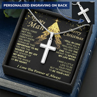 Custom Engraved Cross Pendant, Personalized Cross Necklace for Him, Stainless Steel Mens Faith Jewelry, Christmas Husband Present