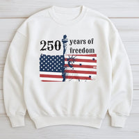 250 Years of Freedom Hoodie | American Flag Statue of Liberty Graphic | Soft Cotton Blend Sweatshirt | Patriotic USA Anniversary Gift