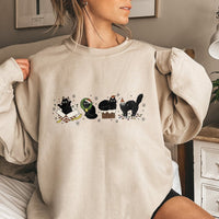 Adorable Festive Kitten Holiday Crewneck, Christmas Black Cat Sweatshirt, Black Cat Christmas Sweater, Comfy Holiday Cat Lover Present Pullover