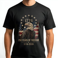 1776 Eagle T-Shirt | 250 Years of Freedom Vintage Americana Art | Premium 100% Soft Cotton | Patriotic Gift for History Lovers