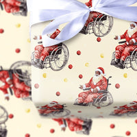 Wheelchair Santa Holiday Gift Wrap, Black Santa Wrapping Paper, Diverse Christmas Wrapping Paper, Inclusive Santa Claus Holiday Gift Wrap