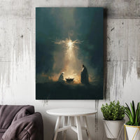 Holy Family Birth of Jesus Wall Art, Nativity Scene Star of Bethlehem Poster, Painterly Sacred Art Print, Christmas Christian Decor