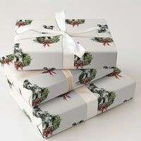 Puppy in Wreath Watercolor Gift Wrap, Schnauzer Dog Christmas Wrapping Paper, Holiday Dog Lover Wrapping Paper Roll, Xmas Present Paper