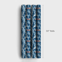 Coastal Christmas Gift Wrap, Surfing Santa Wrapping Paper, Beach Ocean Wave Holiday Present Paper, Tropical Surfer Xmas Gift Wrap