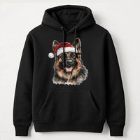 Watercolor Santa Hat Dog Pullover, German Shepherd Christmas Hoodie, Holiday German Shepherd Sweatshirt, Xmas Dog Mom Present