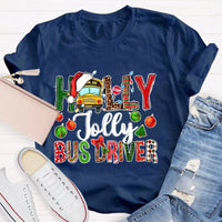 Festive Christmas Graphic Tee, Holly Jolly Bus Driver Shirt, Adorable School Bus Driver T-Shirt, Holiday Season Driver Shirt, Christmas Present
