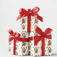 Santa Dog Gift Wrap, Golden Retriever Christmas Wrapping Paper, Holiday Puppy Wrapping Paper, Christmas Golden Retriever Gift Wrap Paper