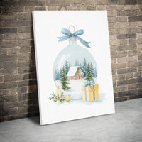 Snowy Cabin Winter Scene Canvas Wall Art, Christmas Ornament Canvas Print, Holiday Watercolor Canvas, Seasonal Wall Decor, Xmas Season Present