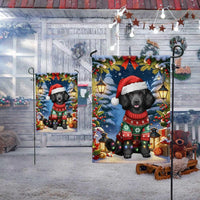 Santa Hat Holiday Dog Flag, Black Cocker Spaniel Christmas Garden Flag, Double-Sided Winter Pet Garden Flag, Cocker Spaniel Lover Present