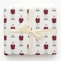 Casual Maroon Polo Santa Gift Wrap, Jolly Santa Claus Wrapping Paper, Modern Christmas Wrapping Paper, Humorous Holiday Gift Wrapping Paper