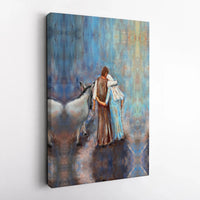 Holy Family Donkey Art Print, Nativity Canvas Print, Religious Christmas Wall Art, Nativity Scene Digital Download Art