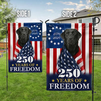 250 Years of Freedom Garden Flag | Black Labrador Retriever 1776-2026 Commemorative | Double-Sided Patriotic Outdoor Decor | American Semiquincentennial Gift