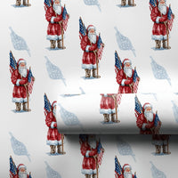 American Flag Christmas Wrapping Paper, Patriotic Santa Wrapping Paper, Vintage Santa Wrapping Paper, Military Holiday Gift Wrap