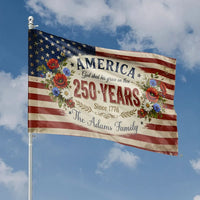 America 250 Years House Flag | Personalized Vintage Patriotic Floral Design Since 1776 | Premium Weather-Resistant Polyester | Americana Home Decor Gift
