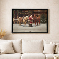 Western Christmas Canvas Wall Decor, Cowboy Santa Claus Canvas Art, Rustic Santa Canvas Print, Farmhouse Holiday Wall Art, Xmas Home Present
