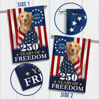 Golden Retriever American Flag Garden Flag | 250 Years of Freedom Patriotic Design | Double-Sided Weather-Resistant Polyester | Dog Lover Gift