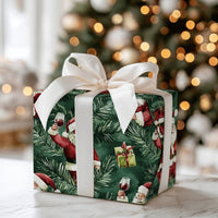 Humorous Wine Lover Gift Wrap, Santa Wine Toast Christmas Wrapping Paper, Holiday Santa Claus Wrapping Paper, Festive Pine Present Wrap