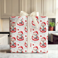 Whimsical Holiday Music Gift Wrap, Singing Santa Christmas Carol Wrapping Paper, Festive Red Bauble Gift Wrapping Paper, Xmas Roll Gift Wrap