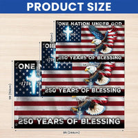 One Nation Under God House Flag | 250 Years of Blessing Eagle Cross American Flag | UV-Resistant Polyester | Patriotic Home Decor Gift