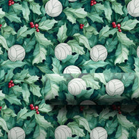 Holly Berry Sports Gift Wrap, Volleyball Christmas Wrapping Paper, Holiday Volleyball Present Paper, Volleyball Coach Gift Wrapping Paper