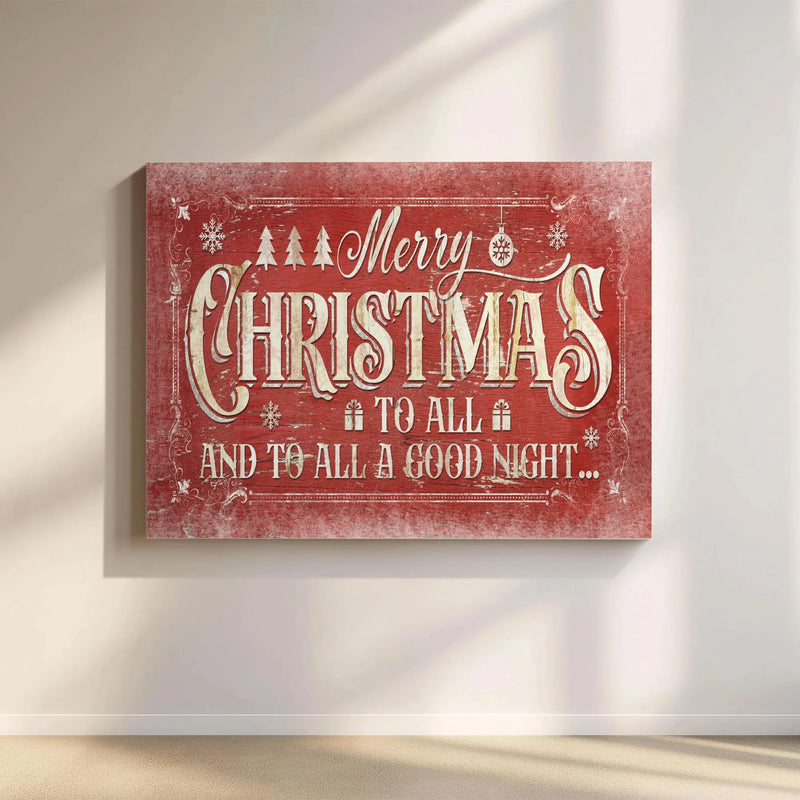 Rustic Red Holiday Canvas Print, Merry Christmas Canvas Wall Art, Festive Christmas Quote Wall Decor, Farmhouse Xmas Canvas, Seasonal Present