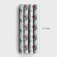 Coastal Watercolor Holiday Gift Wrap, Jet Ski Santa Christmas Wrapping Paper, Ocean Santa Wrapping Paper, Beach Lover Christmas Gift Wrap