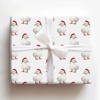 Watercolor Santa Hat Duck Gift Wrap, Christmas Duck Wrapping Paper, Adorable Holiday Bird Paper, Festive Animal Lover Xmas Gift Wrapping Paper