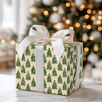 Woodland Forest Holiday Gift Wrap, Green Pine Tree Wrapping Paper, Minimalist Pine Tree Wrapping Paper, Rustic Christmas Paper Roll