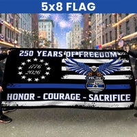 Thin Blue Line Police Flag 250 Years Freedom | Eagle & 1776-2026 Design | Double-Sided Polyester | Law Enforcement Support Gift